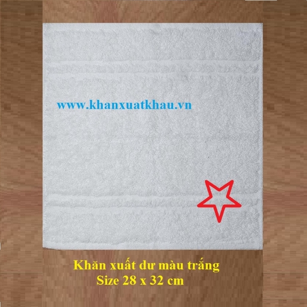 Khăn mầm non màu trắng in kí hiệu kích thước 28x32 cm